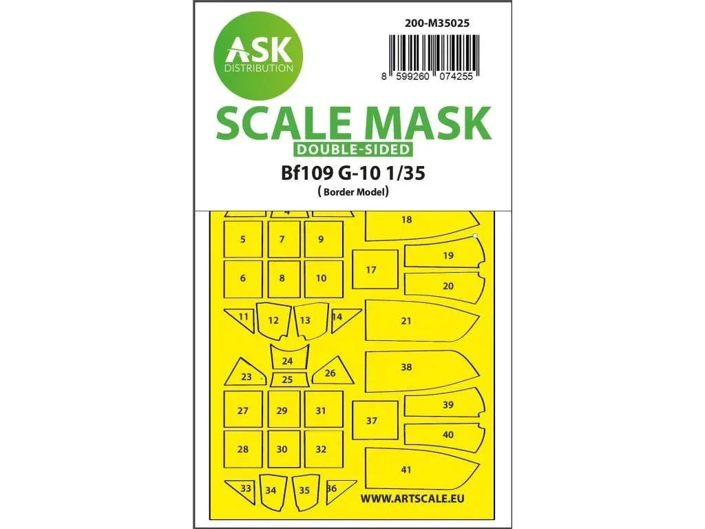1/35 Art Scale Messerschmitt Bf 109G-10 Double-Sided Painting Mask for Border Model 35025