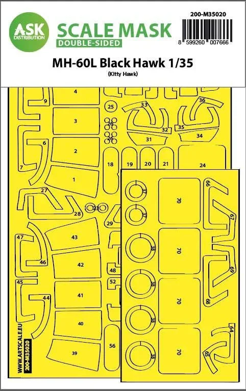 1/35 Art Scale MH-60L Black Hawk Double-Sided Express Fit Painting Mask for Kitty Hawk 35020