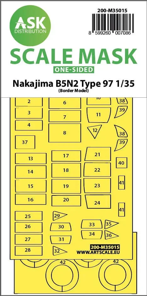 1/35 Art Scale Nakajima B5N2 Type 97 One-Sided Express Fit Painting Mask for Border Model 35015