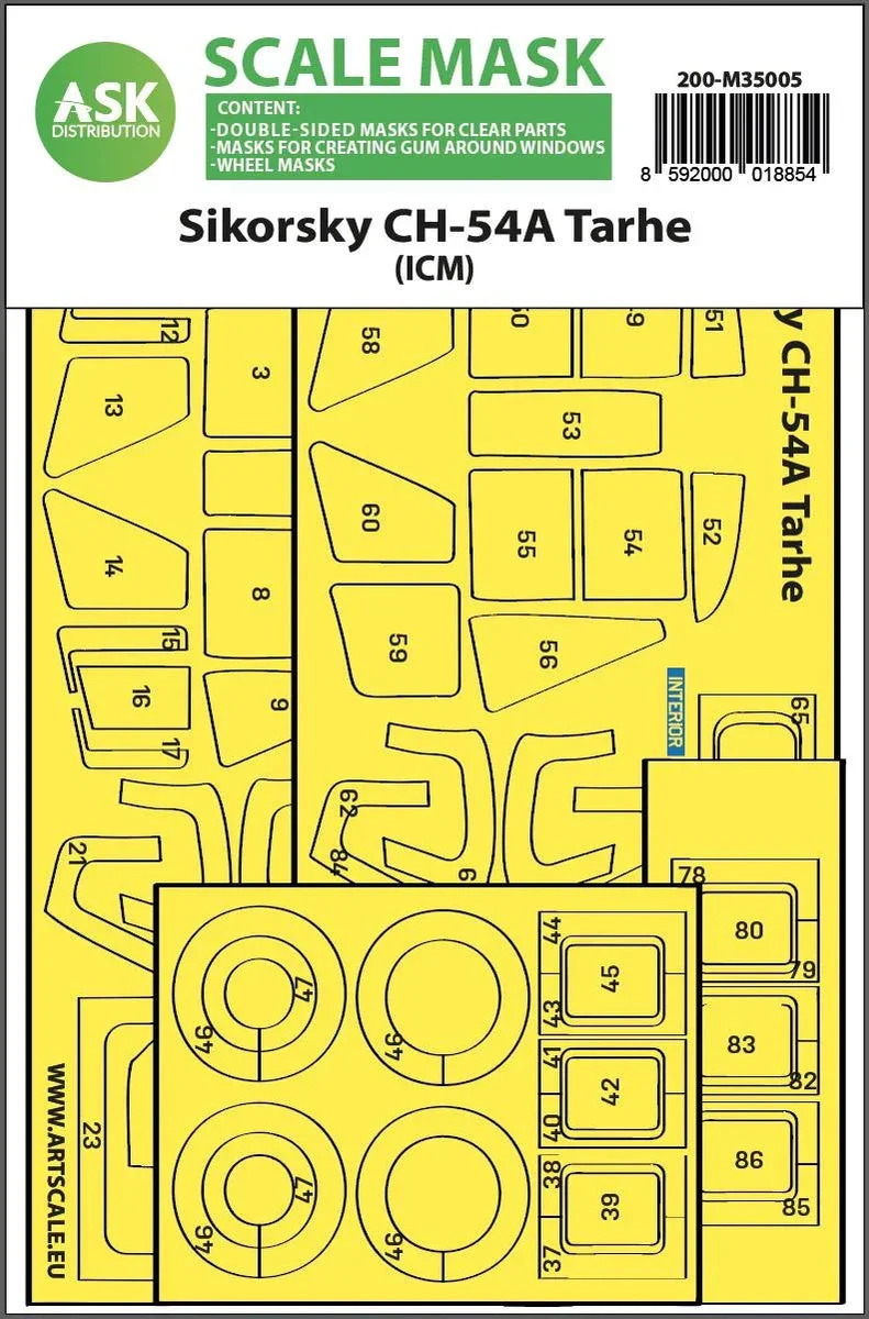 1/35 Art Scale Sikorsky CH-54A Tarhe Double-Sided Express Fit Mask for ICM 35005