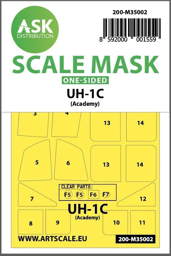 1/35 Art Scale UH-1C One-Sided Painting Mask for Academy 35002