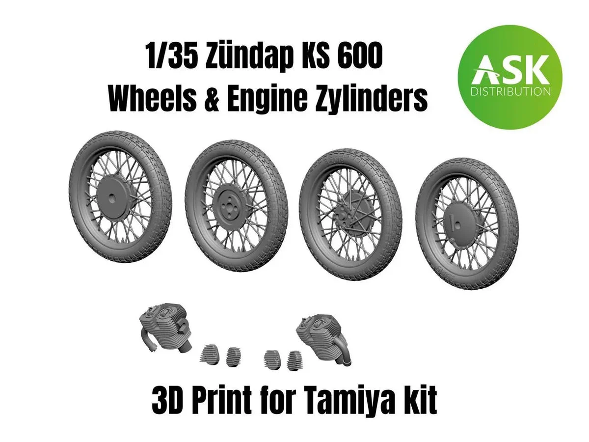 1/35 Art Scale Zundap KS 600 Wheels and Engine Zylinders 35008