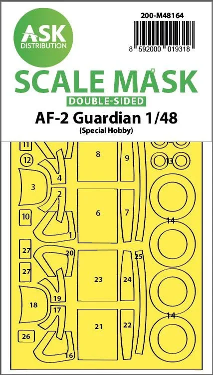 1/48 Art Scale AF-2 Guardian Double-Sided Fit Express Mask for Special Hobby 48164