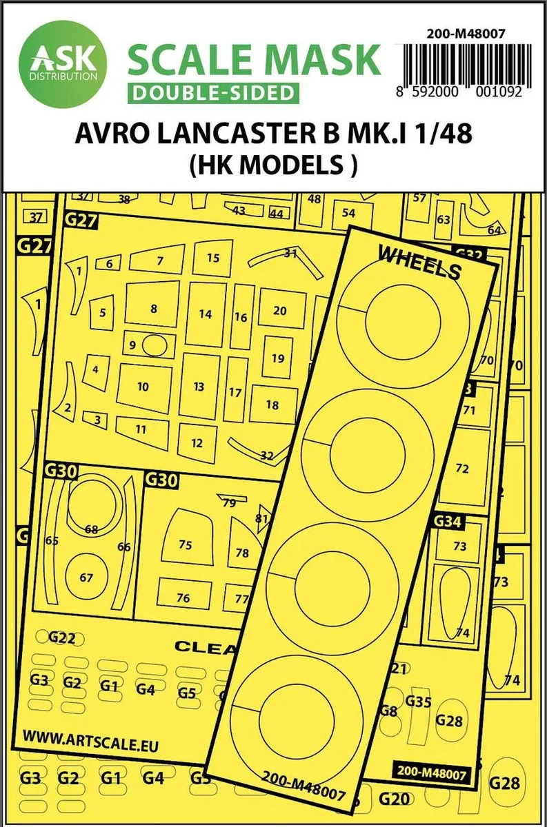 1/48 Art Scale Avro Lancaster Mk.I B Double-Sided Painting Mask for HK Models 48007