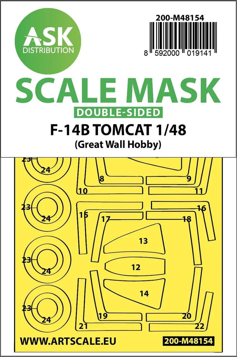 1/48 Art Scale F-14B Tomcat Double-Sided Express Fit Mask for Great Wall Hobby 48154