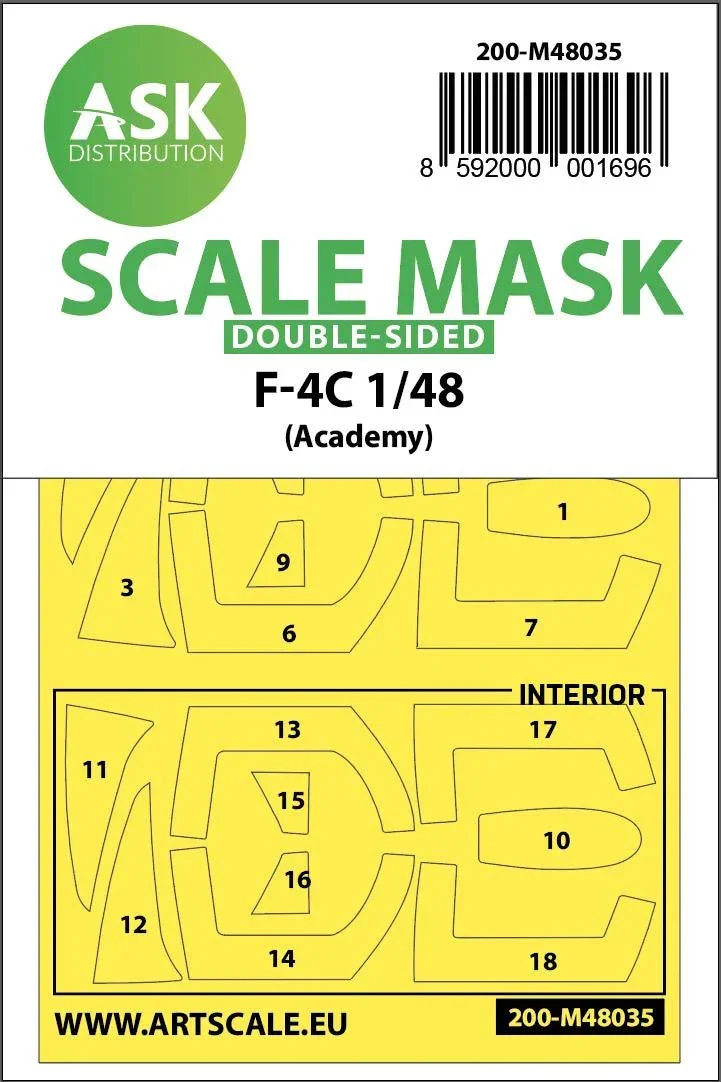 1/48 Art Scale F-4C Double-Sided Painting Mask for Academy 48035