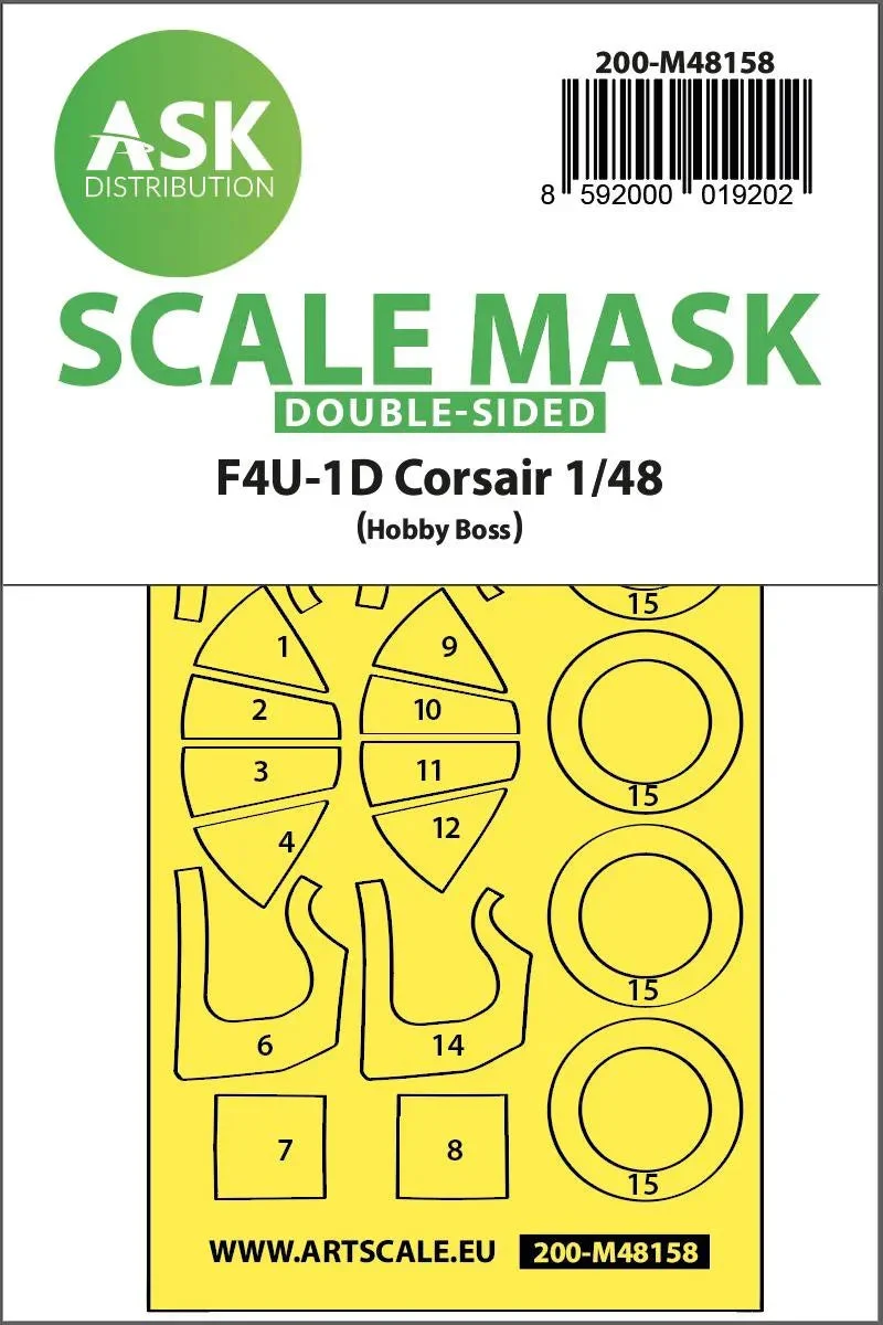 1/48 Art Scale F4U-1D Corsair Double-Sided Express Mask for Hobby Boss 48158