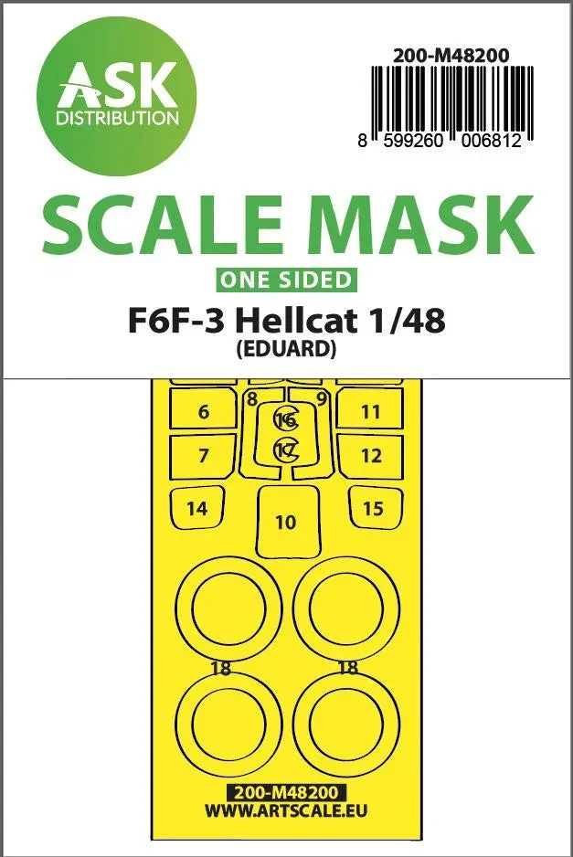 1/48 Art Scale F6F-3 Hellcat One-Sided Express Fit Mask for Eduard 48200