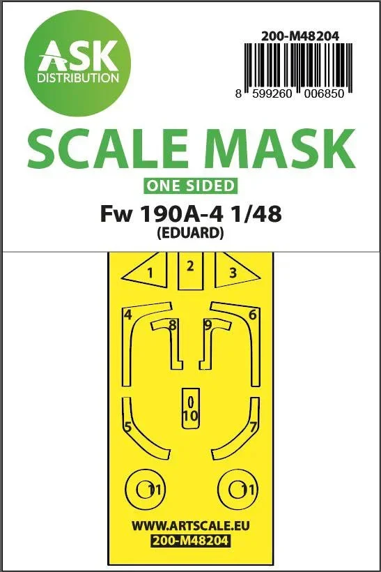 1/48 Art Scale Fw 190A-4 One-Sided Express Fit Mask for Eduard 48204