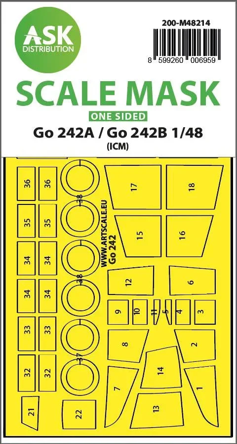 1/48 Art Scale Gotha Go 242A / Go 242B One-Sided Express Fit Mask for ICM 48214