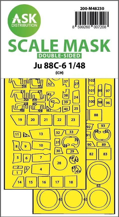 1/48 Art Scale Ju 88C-6 Double-Sided Express Fit Mask for ICM 48230