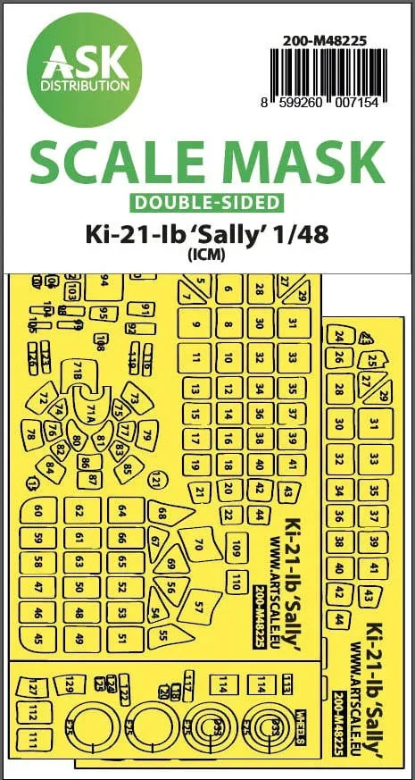 1/48 Art Scale Ki-21-Ib Sally Double-Sided Express Fit Mask for ICM 48225