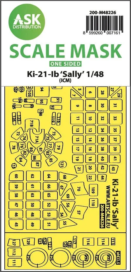 1/48 Art Scale Ki-21-Ib Sally One-Sided Express Fit Mask for ICM 48226