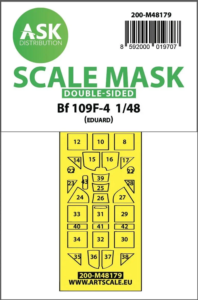 1/48 Art Scale Messerschmitt Bf 109F Double-Sided Express Mask, Self-Adhesive and Pre-Cutted for Eduard 48179