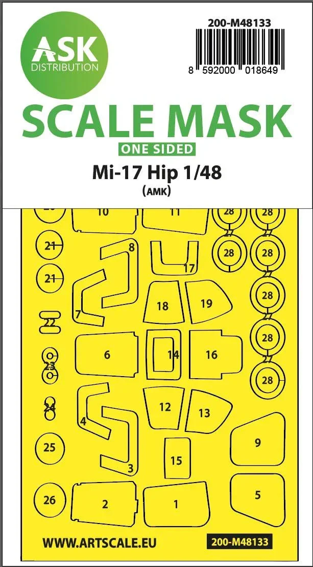 1/48 Art Scale Mil Mi-17Hip One-Sided Express Mask for AMK 48133