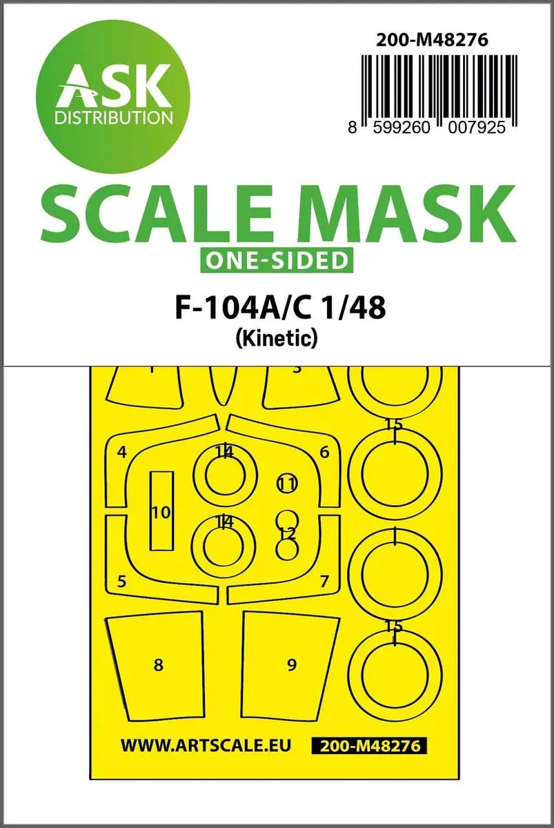 1/48 Art Scale F-104A/C One-Sided Express Fit Mask for Kinetic 48276
