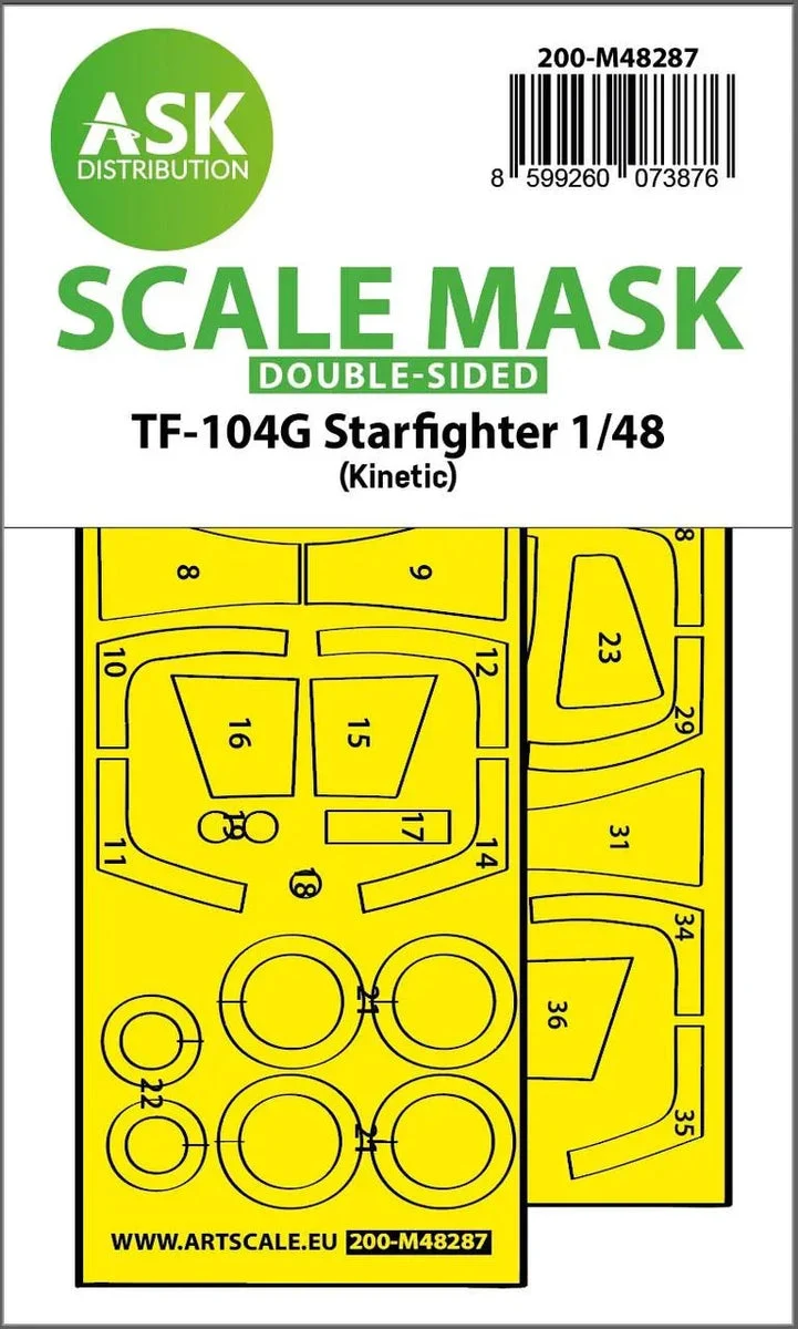 1/48 Art Scale TF-104G Starfighter Double-Sided Express Fit Mask for Kinetic 48287