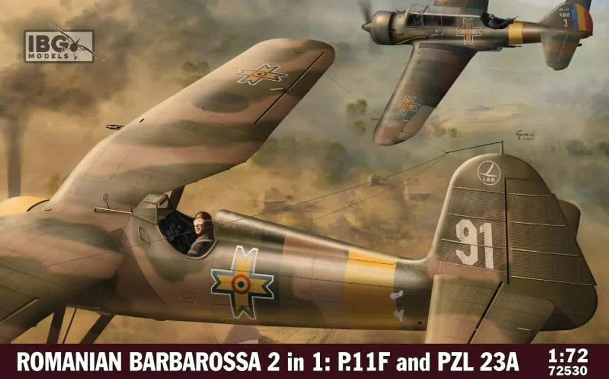 1/72 IBG Model 2in1 Romanian Barbarrosa PZL11A & P11F 72530 - IBG Models