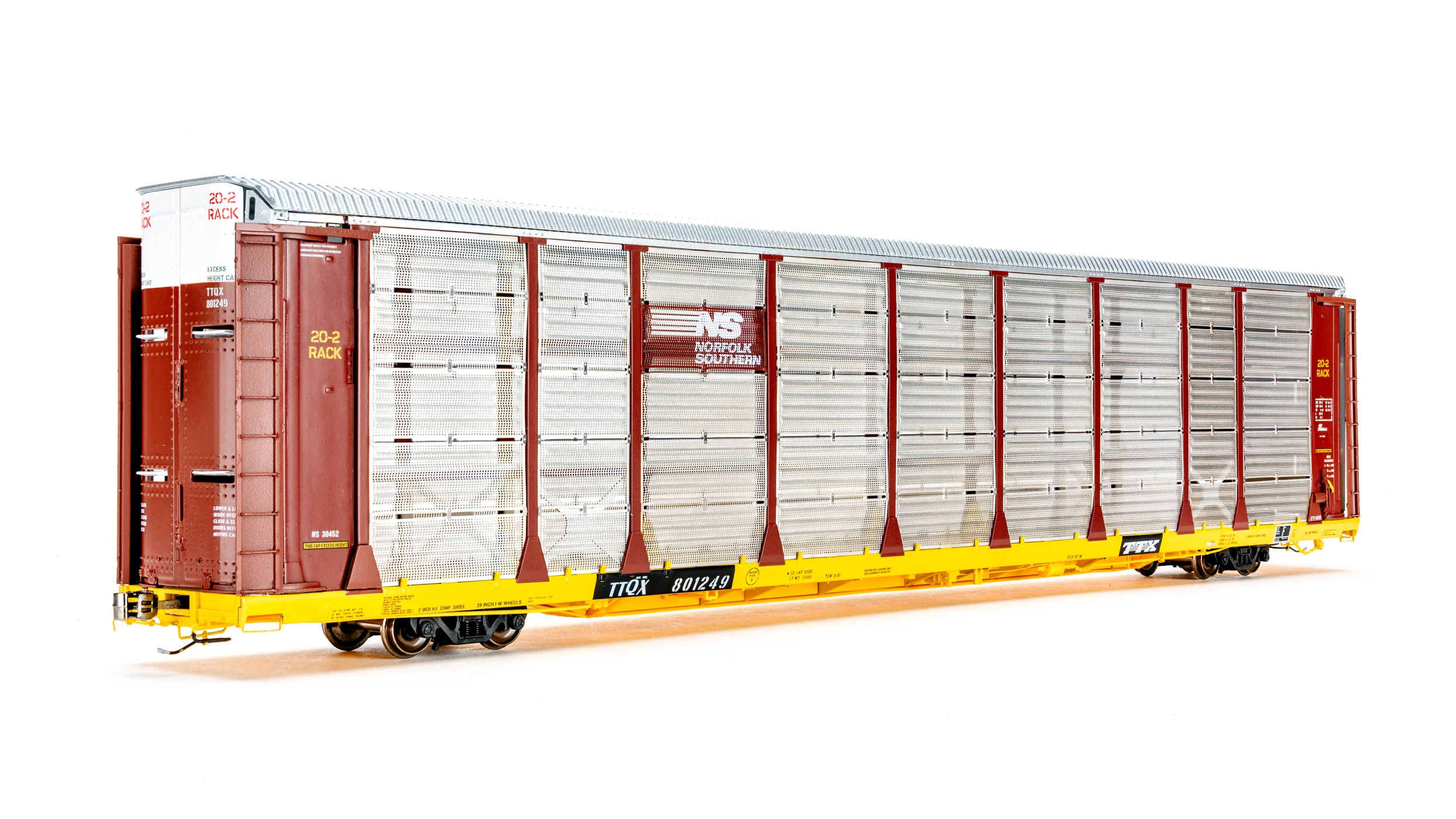 Class One Model Works HO Scale Norfolk Southern TTQX 802038 Thrall 20-2 Autorack Type A