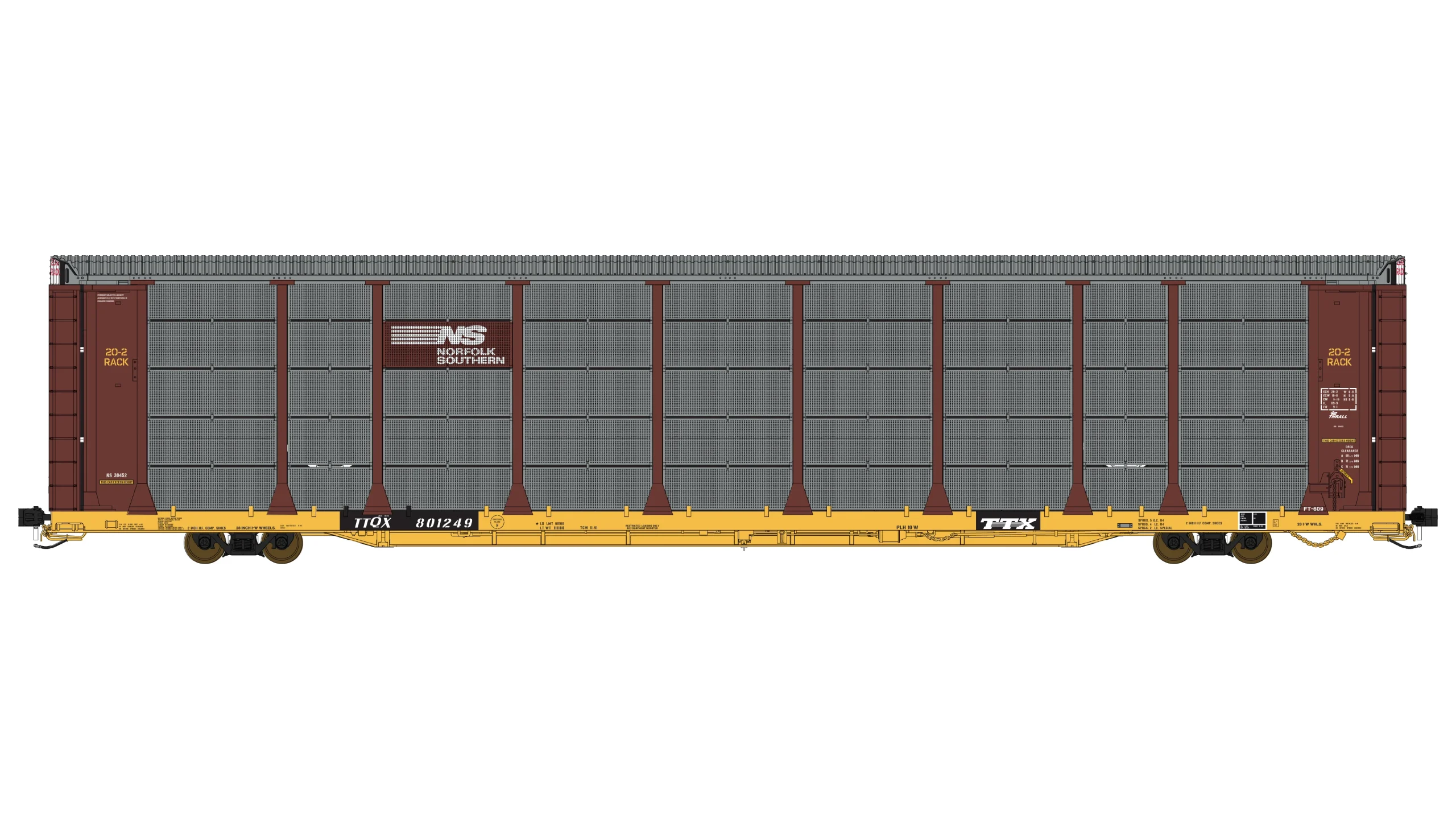 Class One Model Works HO Scale Thrall 20-2 Autorack - Type A - Norfolk Southern