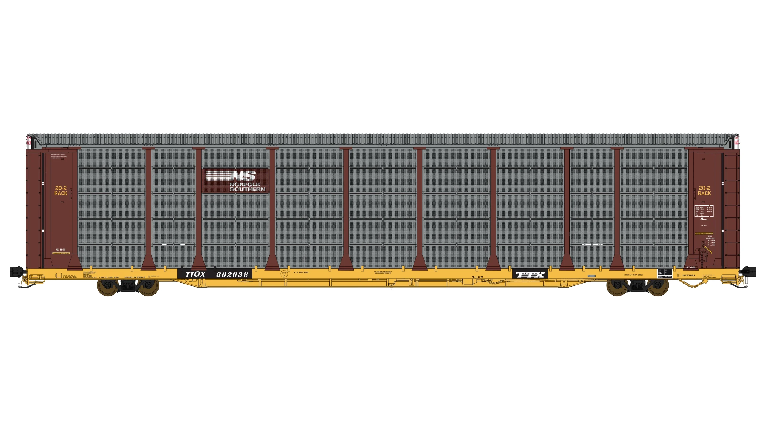 Class One Model Works HO Scale Thrall 20-2 Autorack - Type B - Norfolk Southern