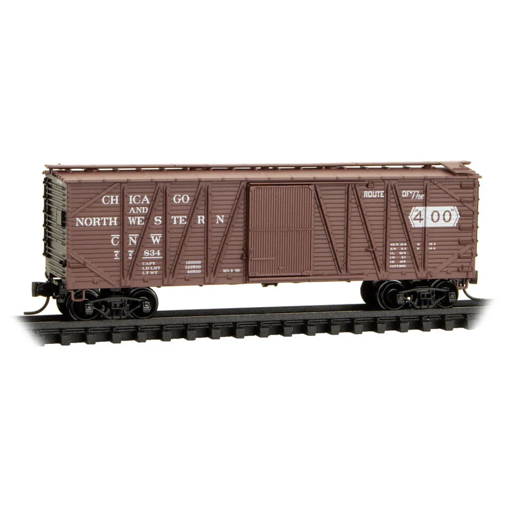 Micro Trains Line N Scale Chicago & Northwestern 40' Outside Braced Single Door Boxcar CNW #77834