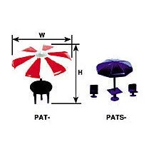 Plastruct N gauge Polystyrene Umbrella Table Set (3 per pack)