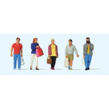 Preiser HO Shoppers w/Bags (5)