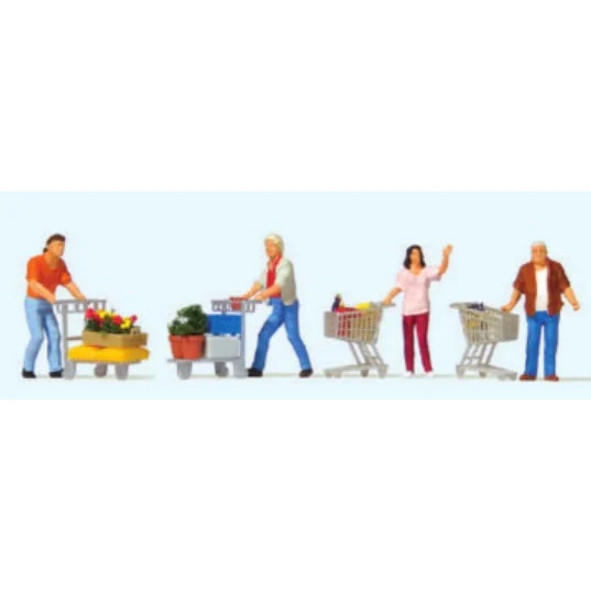 Preiser HO Garden Shoppers w/Carts (4)