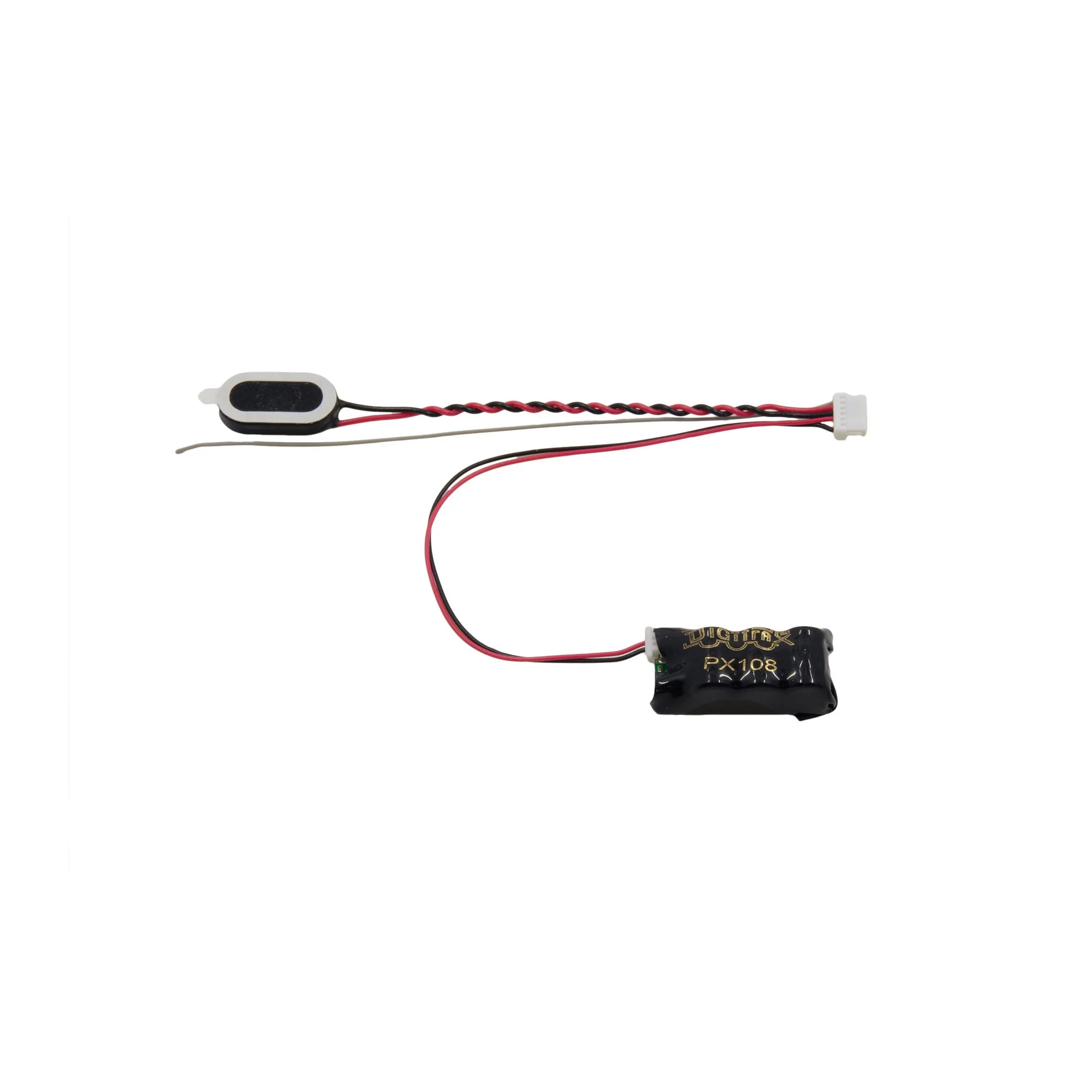 Shop the Digitrax PX108-6 Power Xtender — 6 farad energy storage module that maintains decoder power through brief track dropouts for reliable DCC operation.