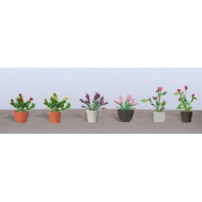 JTT HO Flower Plants Potted Assortment #1/6pk