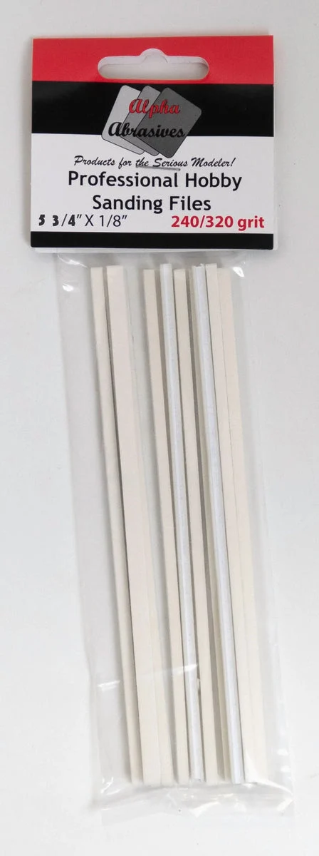 Alpha Abrasives 5 3/4" x 1/8" Fine Professional Hobby Sanding Files - #0307