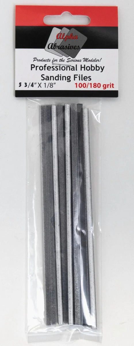 Alpha Abrasives 1/8" x 5 3/4" Professional Hobby Course Sanding Files - #0305