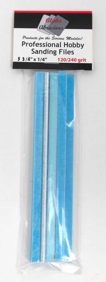 Alpha Abrasives 1/4" x 5 3/4" Medium Professional Hobby Sanding Files - #0309