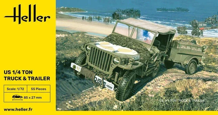 1/72 Heller US 1/4 Ton Truck & Trailer
