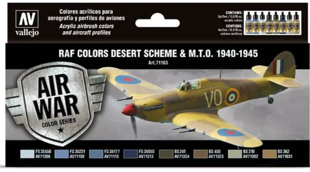 Vallejo 17ml Set of 8 (1940-1945) RAF colors Desert Scheme & M.T.O. - 71163