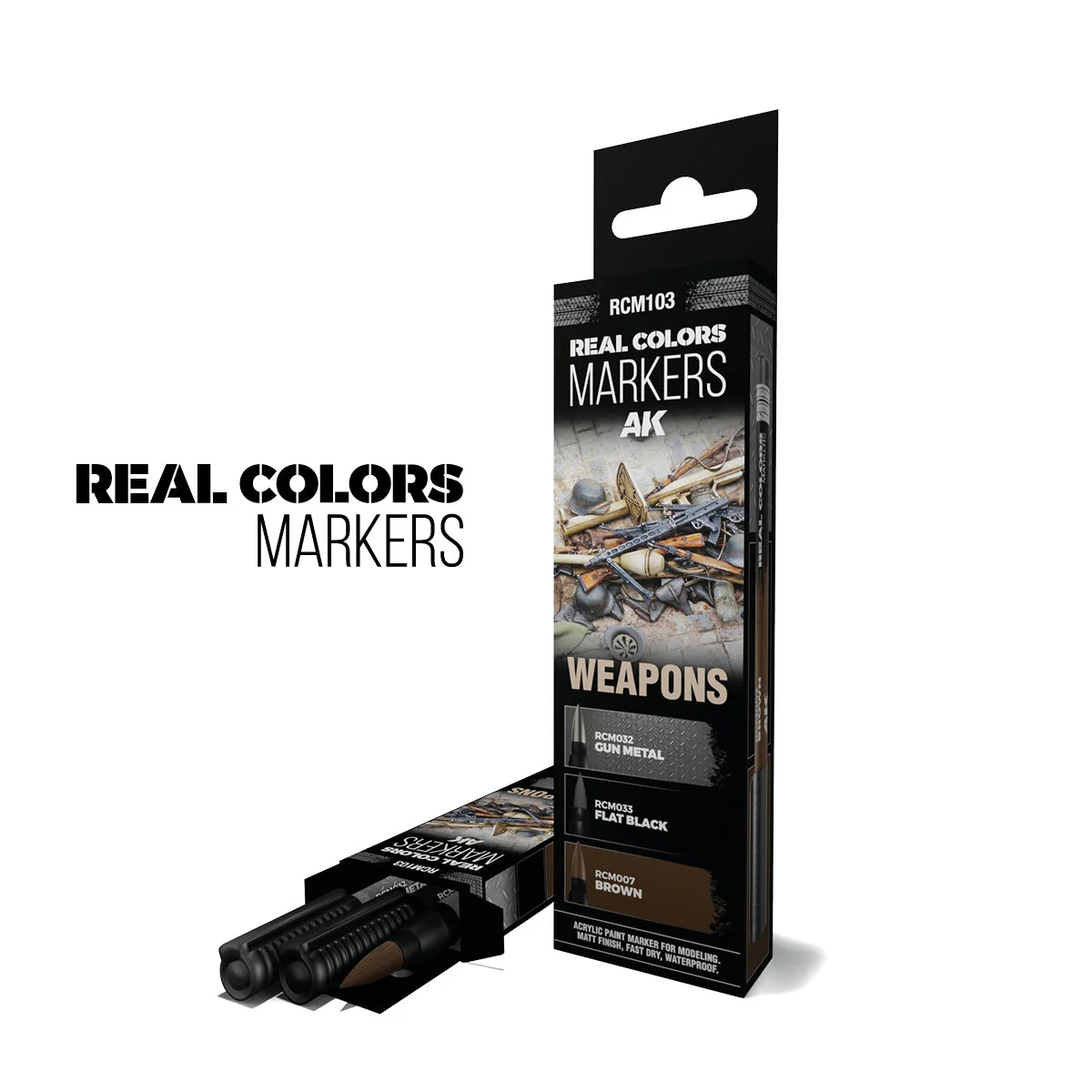 AK Interactive Real Colors Markers Weapons 3 Pack Set RCM103