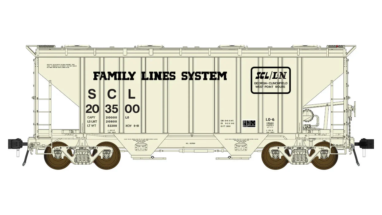 Class One Model Works HO Family Lines System PS3000CD Two-Bay Hopper Car SCL #203500 - FC01022