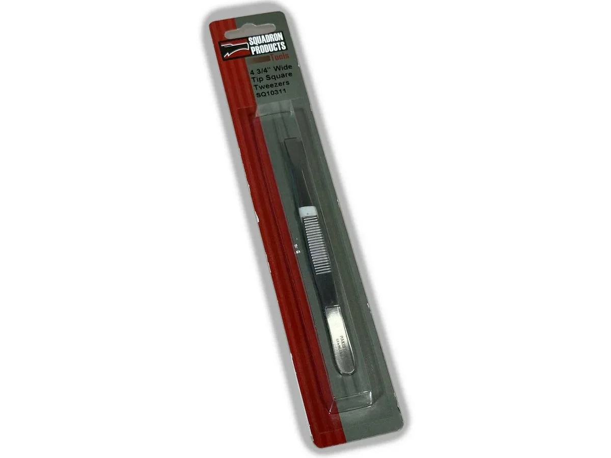 Squadron Tools 4.34" Wide Tip Square Tweezers - 10311