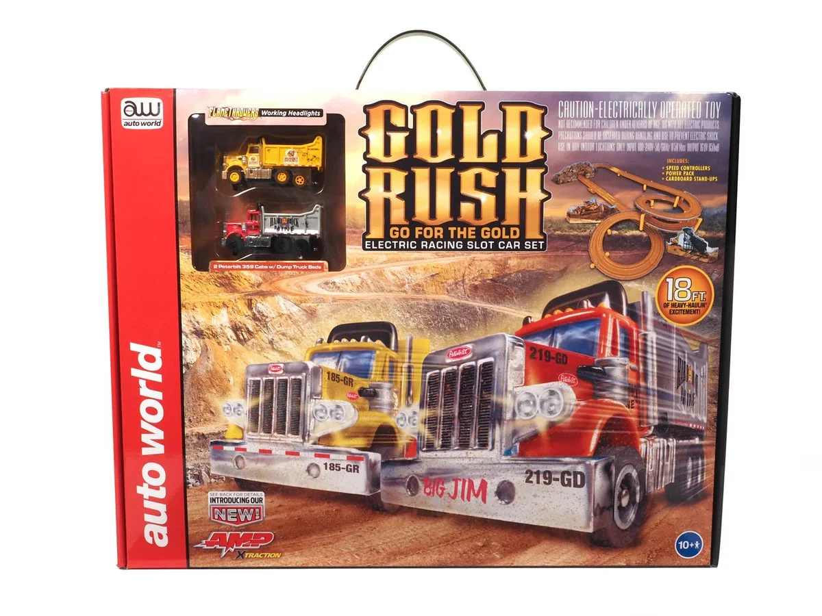 HO Auto World 18' Gold Rush "Go for the Gold" Slot Race Set RS357