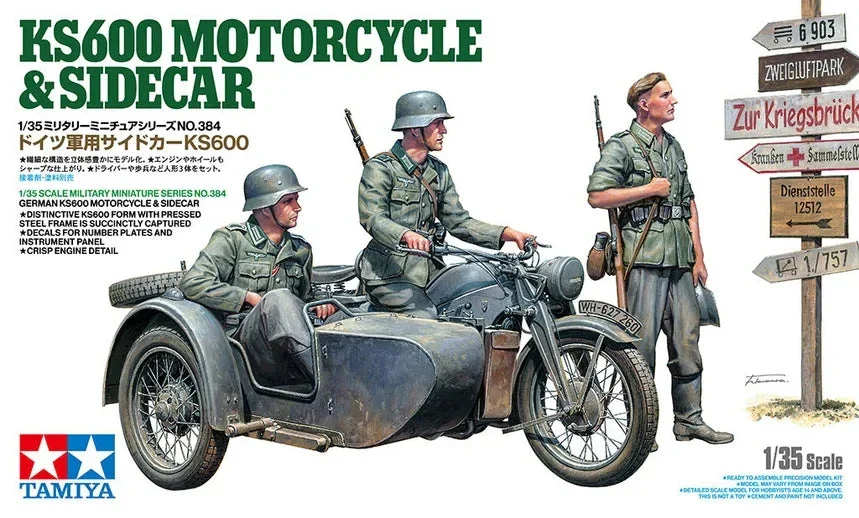 1/35 Tamiya German KS600 Motorcycle with Sidecar 35384