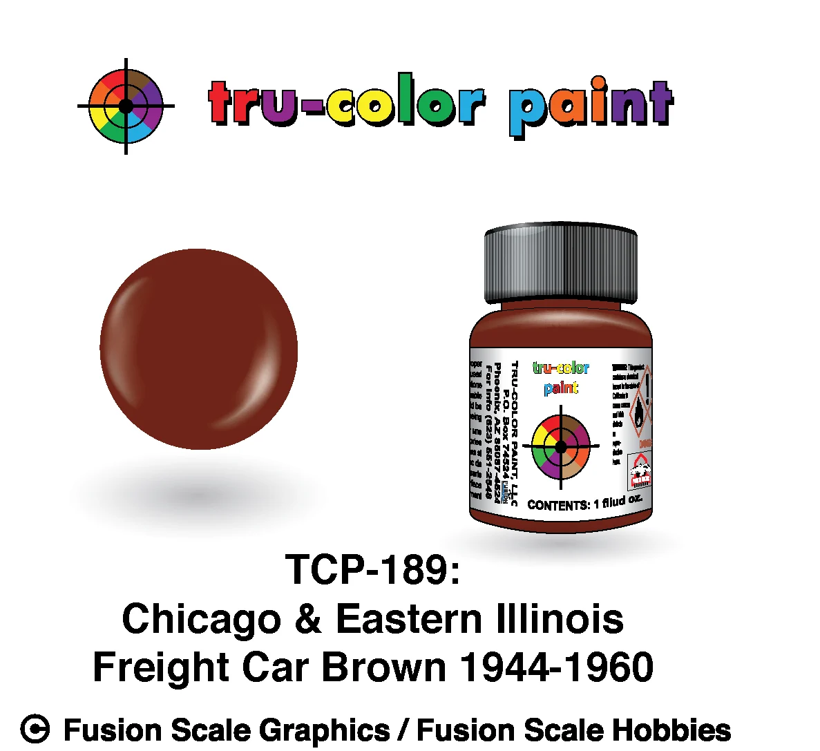 Tru Color Paint Chicao & Eastern Illinois '44-'60s Freight Car Brown 1oz - 189