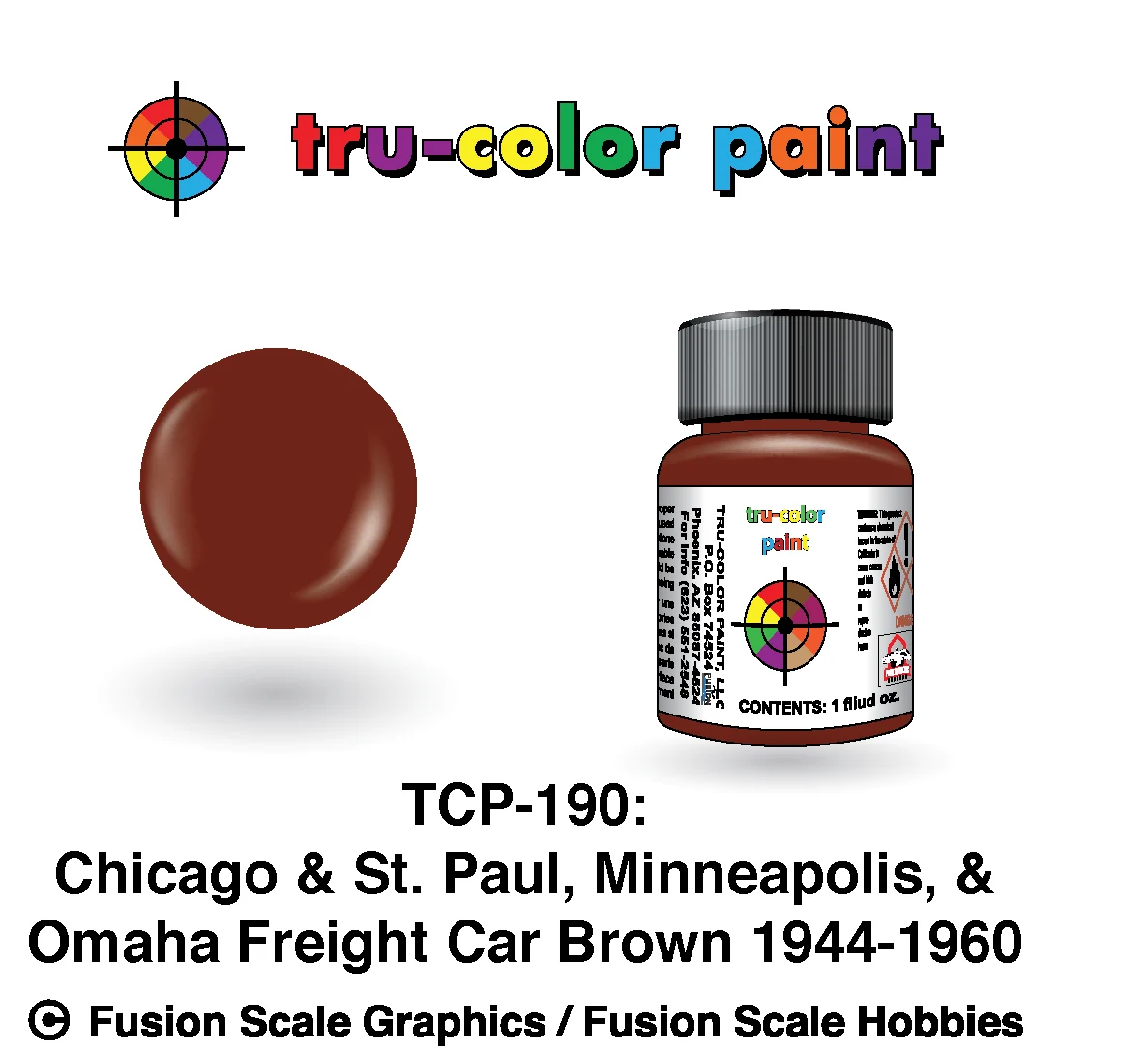 Tru Color Paint Chicao, St. Paul, Minneapolis, & Omaha '44-'60s Freight Car Brown 1oz - 190