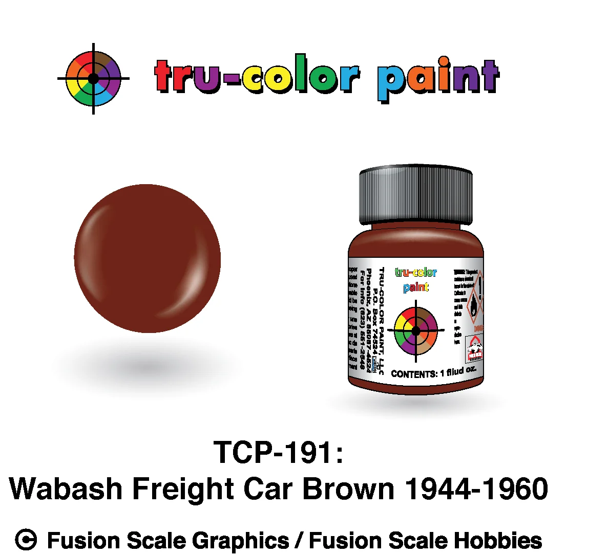 Tru Color Paint Wabash Freight Car Brown 1944-1960's - 191