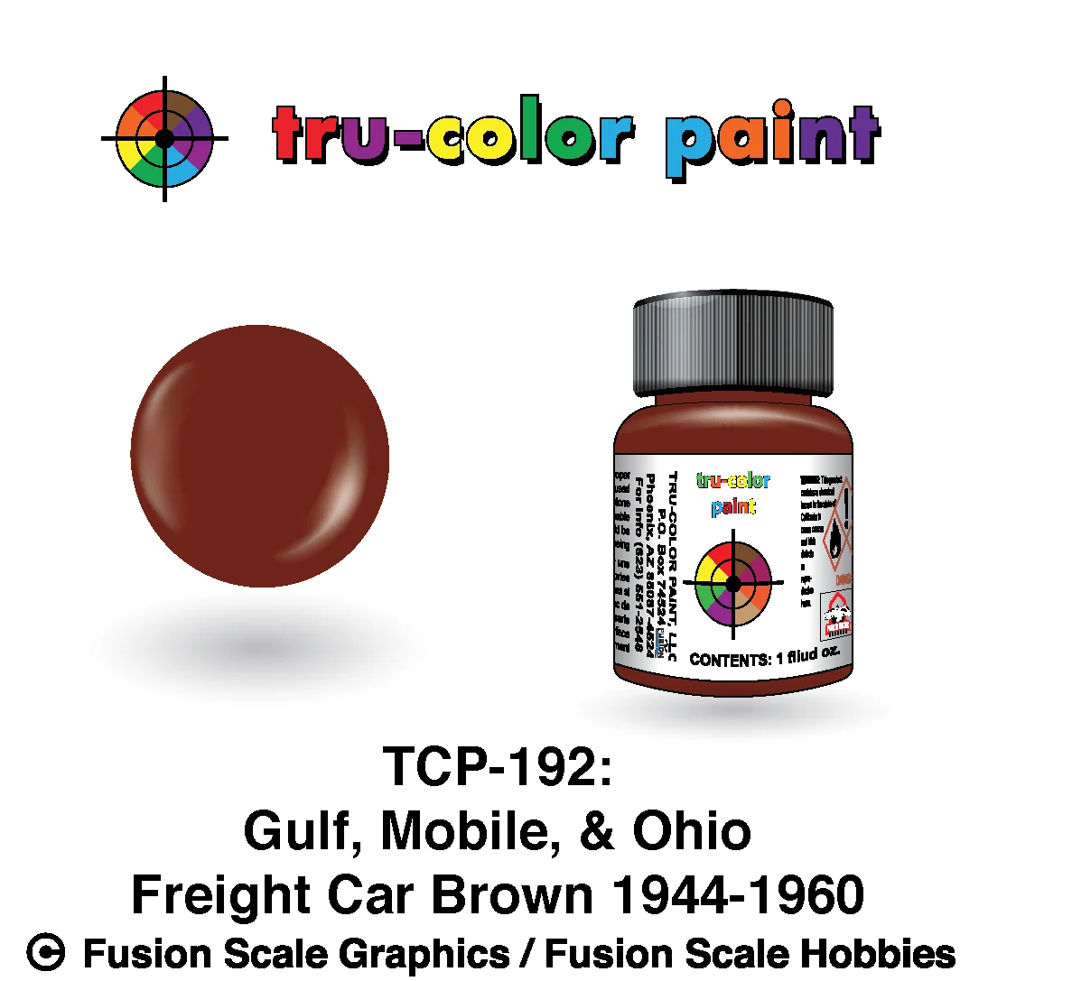 Tru Color Paint Gulf, Mobile, & Ohio '44-'60 Freight Car Brown 1oz - 192