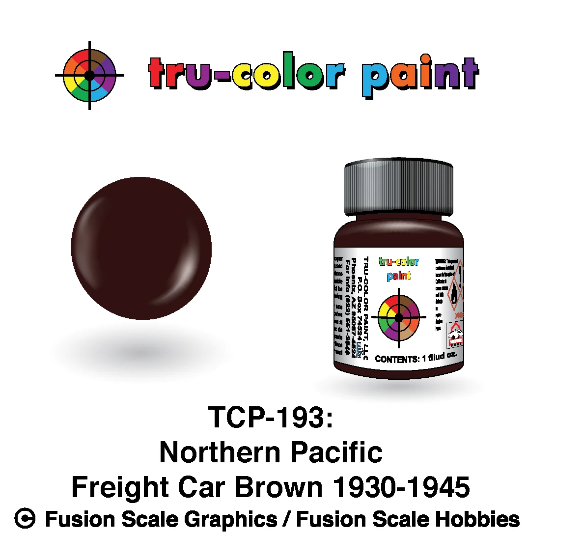 Tru Color Paint Northern Pacific '30-'45 Freight Car Brown 1oz - 193