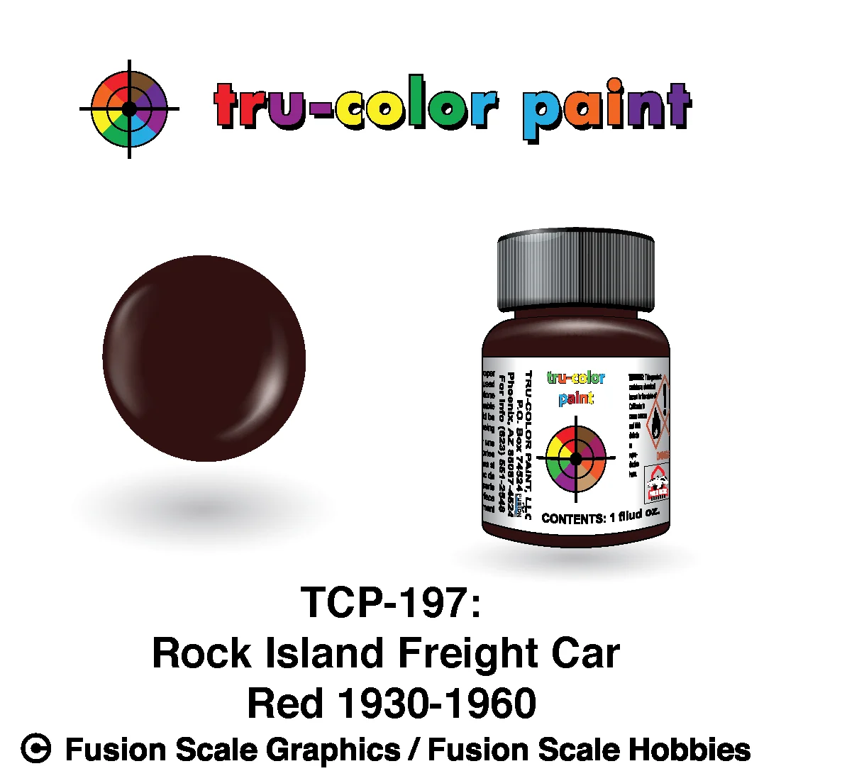 Tru Color Paint Rock Island '30-'60s Freight Car Red 1oz