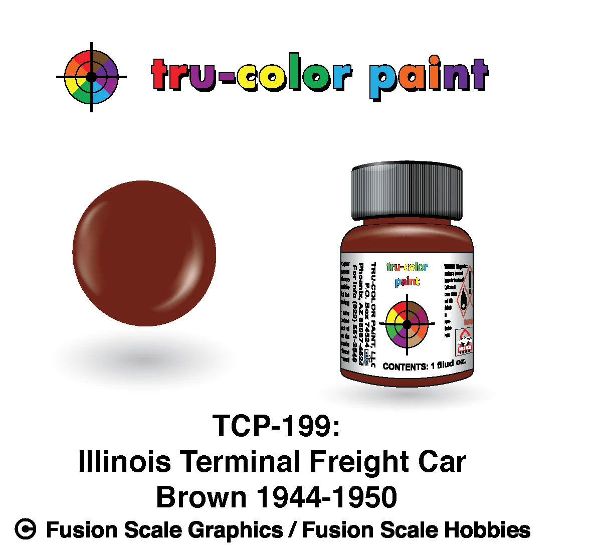Tru Color Paint Illinois Terminal '44-'50s Freight Car Brown 1oz