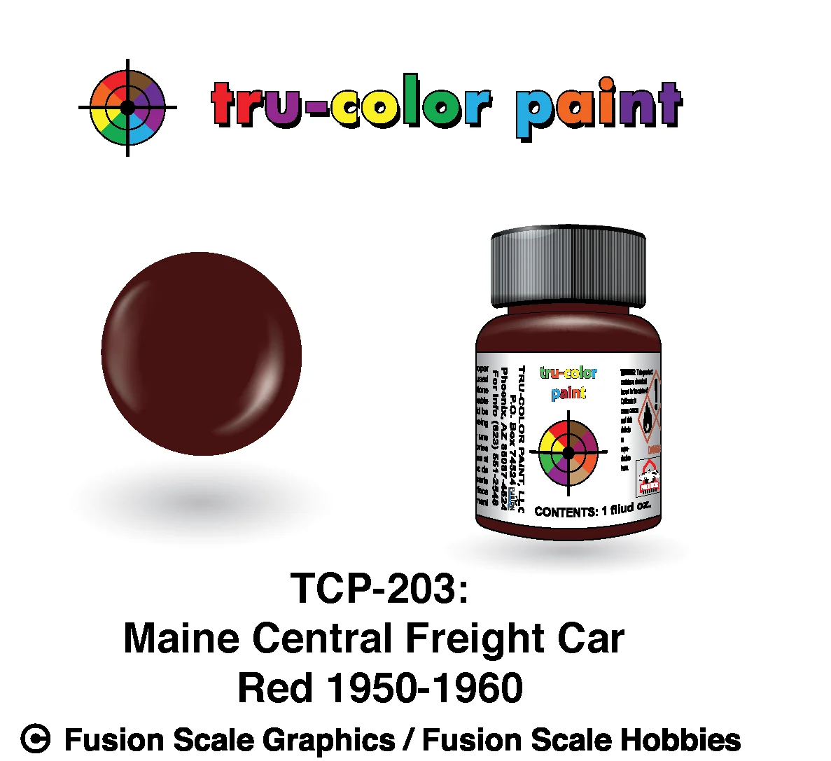Tru Color Paint Maine Central '30-'50s Freight Car Red 1oz