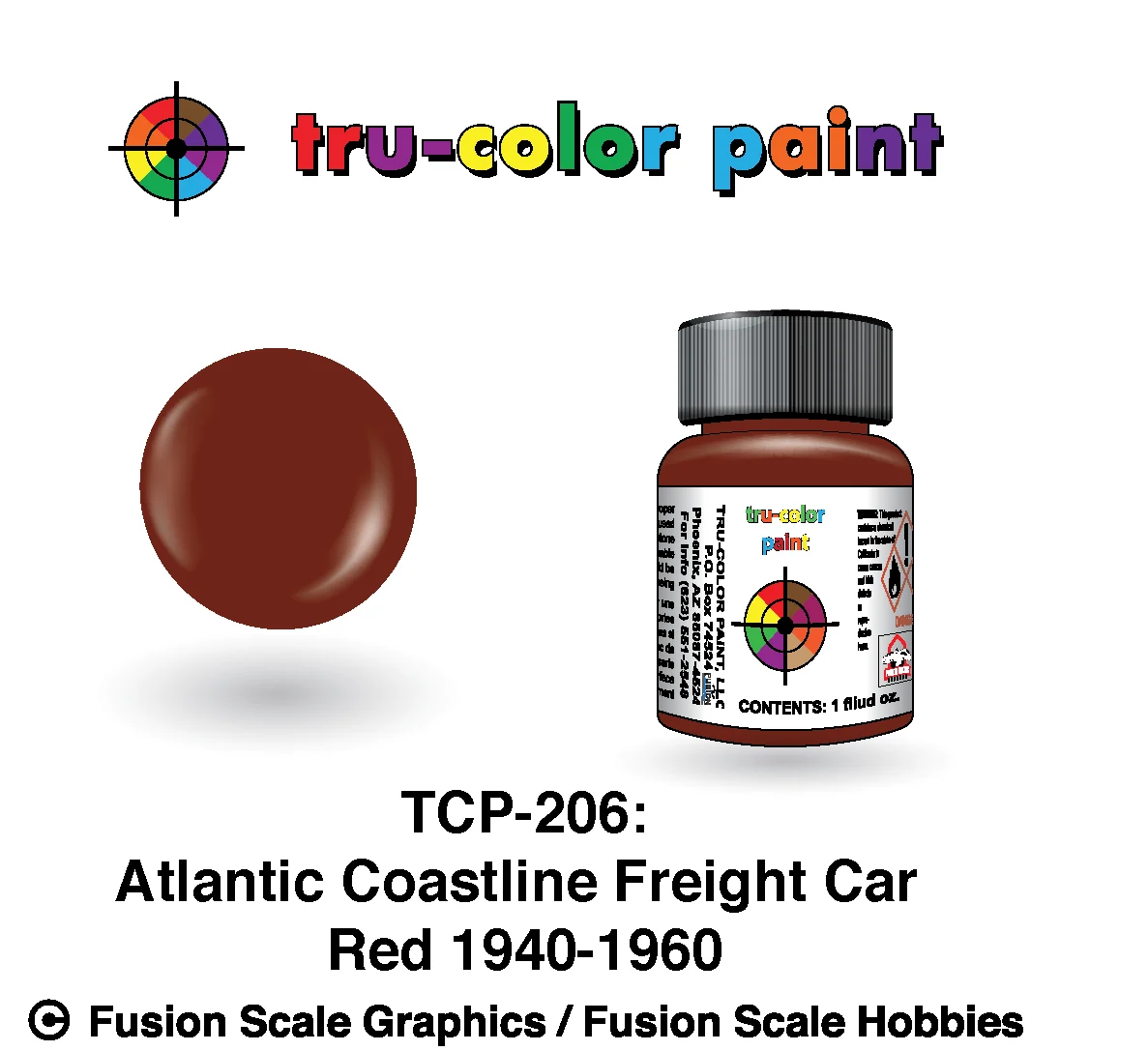 Tru Color Paint Atlantic Coastline '40-'60s Freight Car Red 1oz